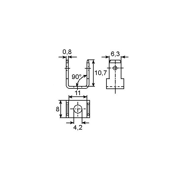 Kontakt muški 2x6.3x08mm 90 ° - EMKM63-2