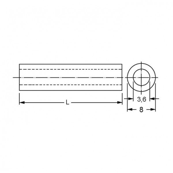 Odstojnik PVC. A  3,6/8mm - EMOPA08