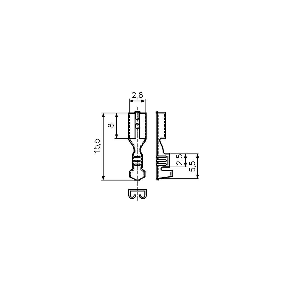 Kontakt ženski 2,8x0,5 neiz.0,5-1mm  SN - EMKZ28-05