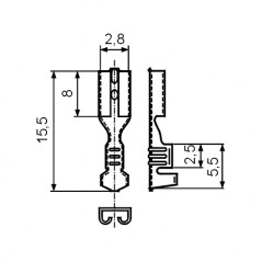 Kontakt ženski 2,8x0,5 neiz.0,5-1mm  SN