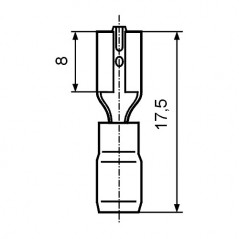 Kontakt ženski kab. 2,8X0,8 sa izol.1mm crvena