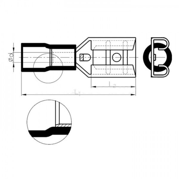 Kontakt ženski 6.3 izol. žuti  za provodnik 4-6mm - EMKZ63J
