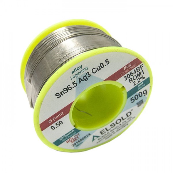 Tinol žica Elsold Sn96.5/Ag3/Cu0.5, 0.5mm 500g - EMTI05-05AG