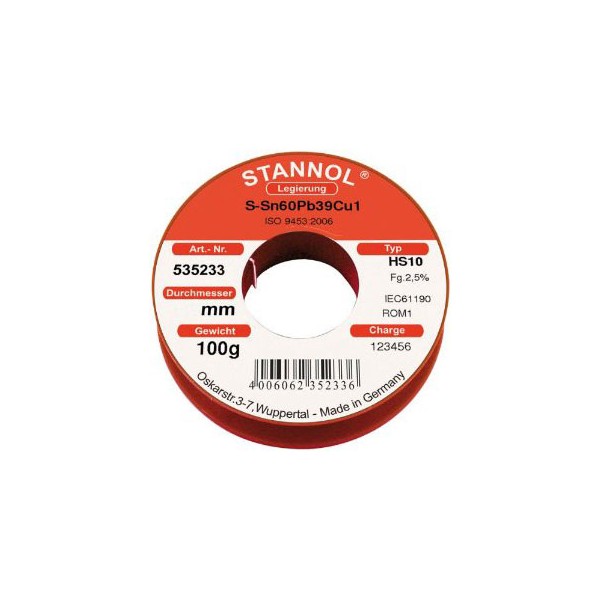 Tinol zica 1mm 100gr Sn60 Pb39 Cu1 STANOL - EMTI1-01S