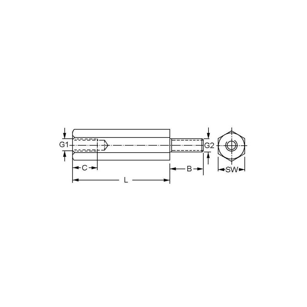 Odstojnik CuZn m/z M3 40mm - EMOMC340
