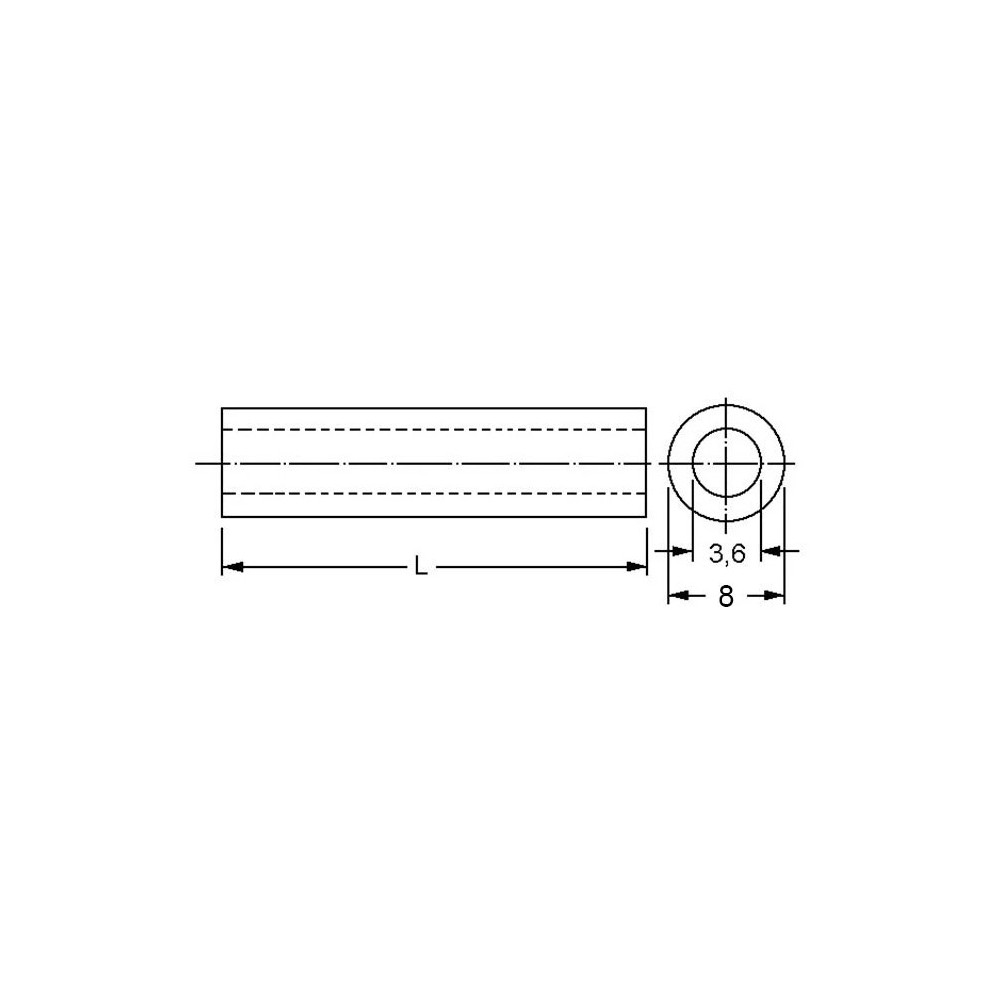 Odstojnik PVC. A  3,6/8mm - EMOPA08