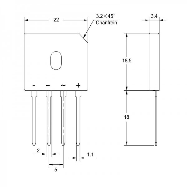 Grec 1000V 8A IN line GBU810 - GRB1000C8IN