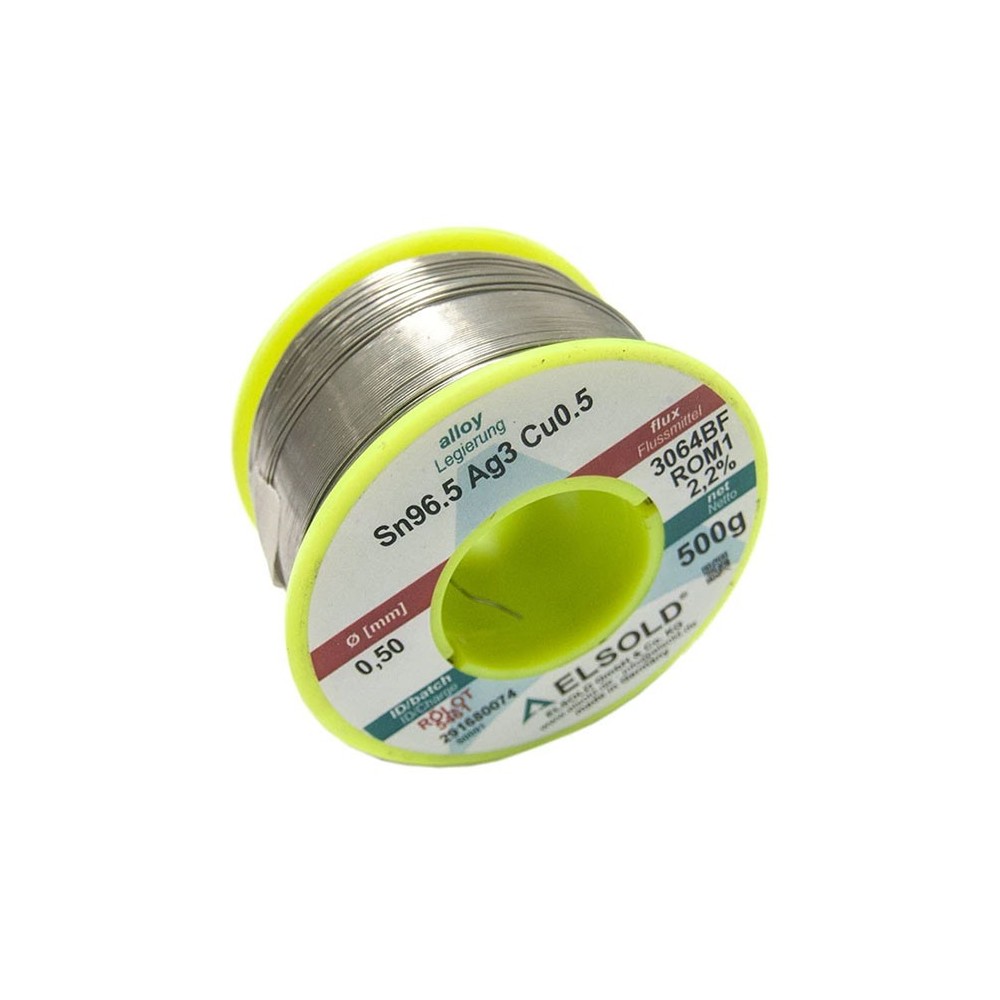Tinol žica Elsold Sn96.5/Ag3/Cu0.5, 0.5mm 500g - EMTI05-05AG