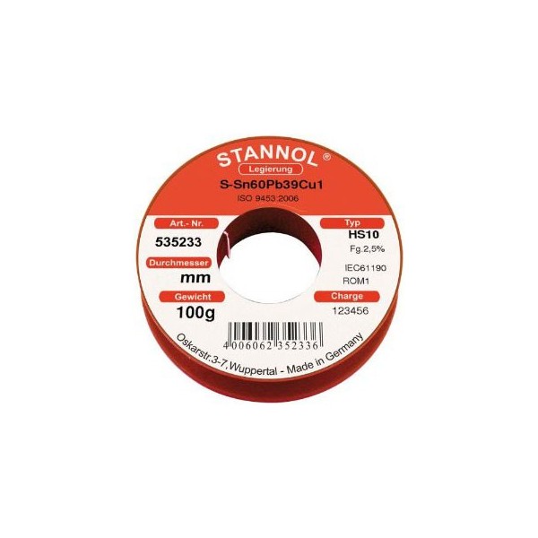 Tinol zica 1mm 100gr Sn60 Pb39 Cu1 STANOL - EMTI1-01S