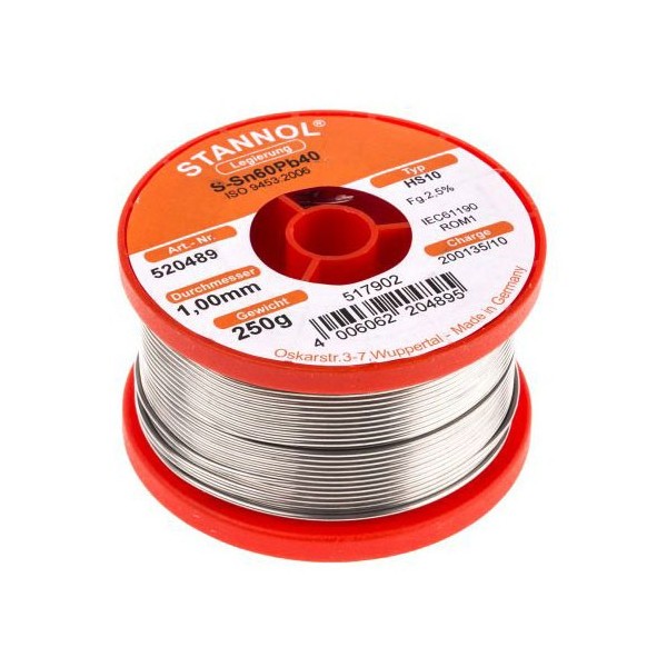 Tinol 1mm 250gr Sn60 Pb39Cu1 STANOL - EMTI1-025S