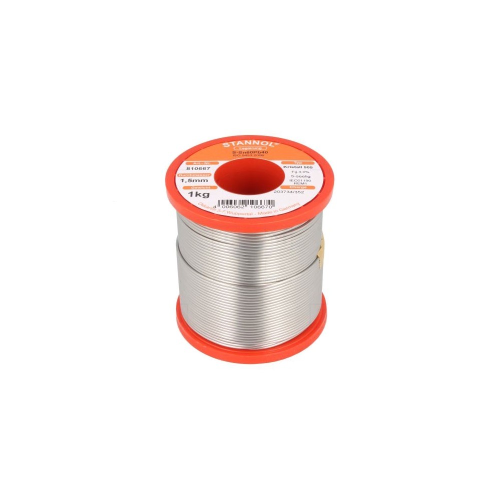 Tinol 1.5mm 1kg. STANOL Sn60 Pb40 - EMTI15-1S