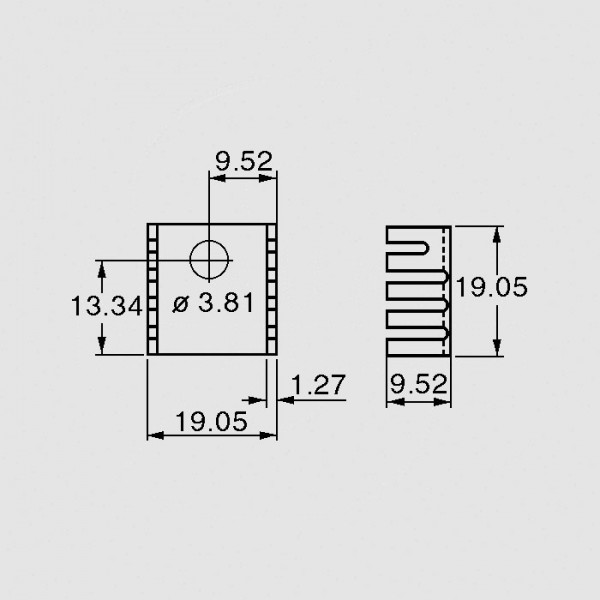 Hladnjak za TO220 19x19x9,5mm crni - HLATO220SK235S