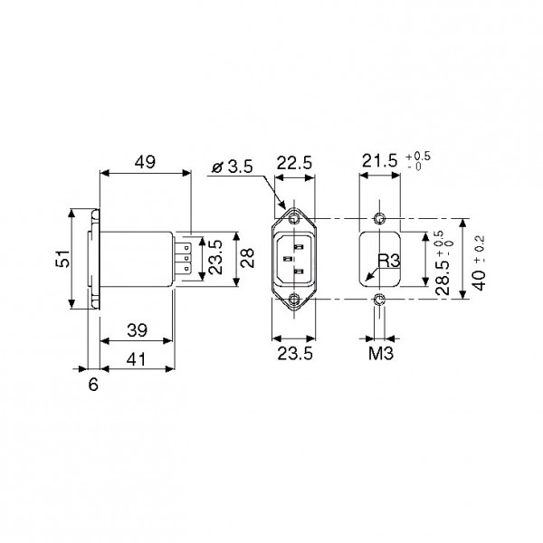 RSO  filter 250V/10A C14 M ugradni - FIL2470-1