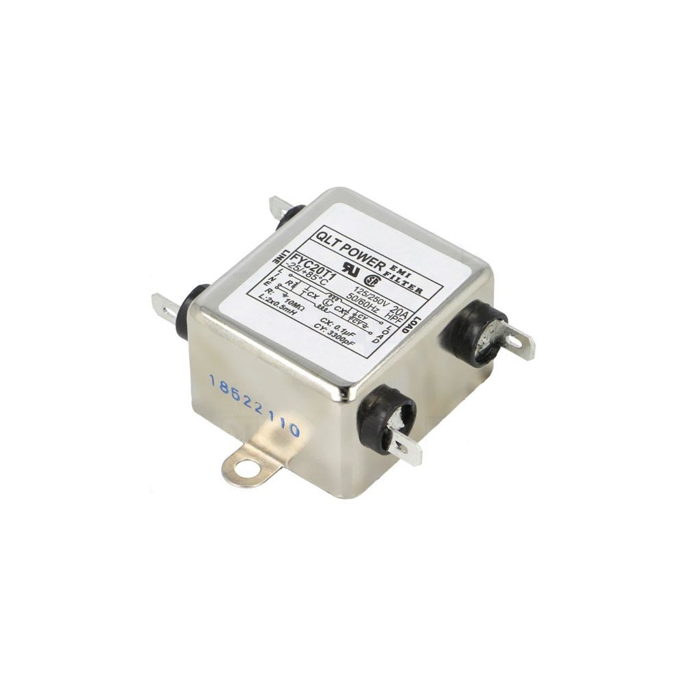 RSO Fil.20A,250V,2x 0,5mH,2x 0,1uF+2x 3,3nF,10Mohm - FILYC20T1