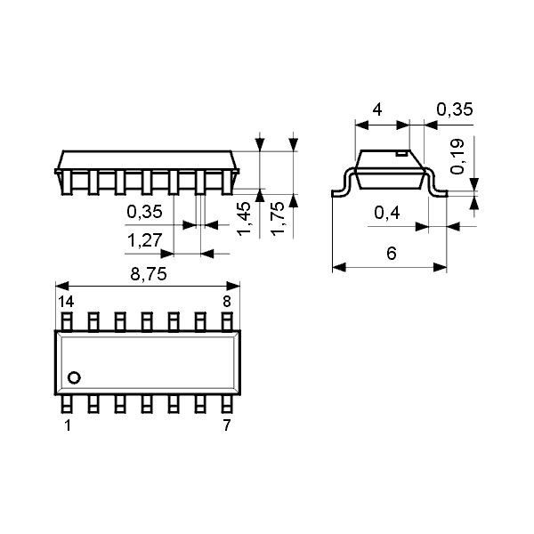 IC Quad 2-Input NAND Gate SO14 - IC74HCT00SMD