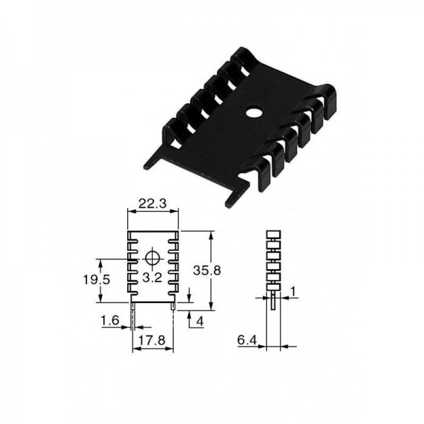 Hladnjak TO220, eloksiran 31,8x22,3x6.4 - HLATO220SK641S