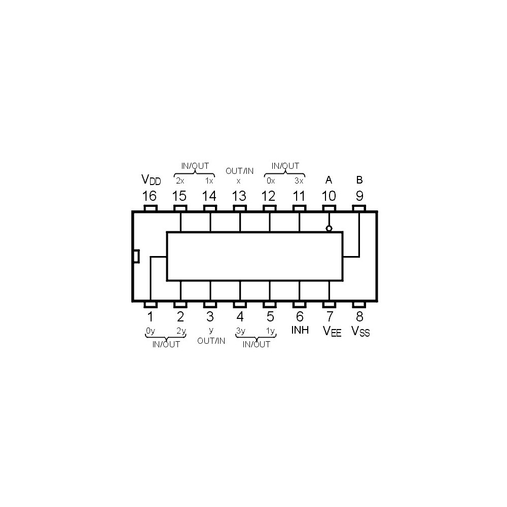 IC Dual 4-Channel Analog Multi/ Demultiplexers - IC4052SMD