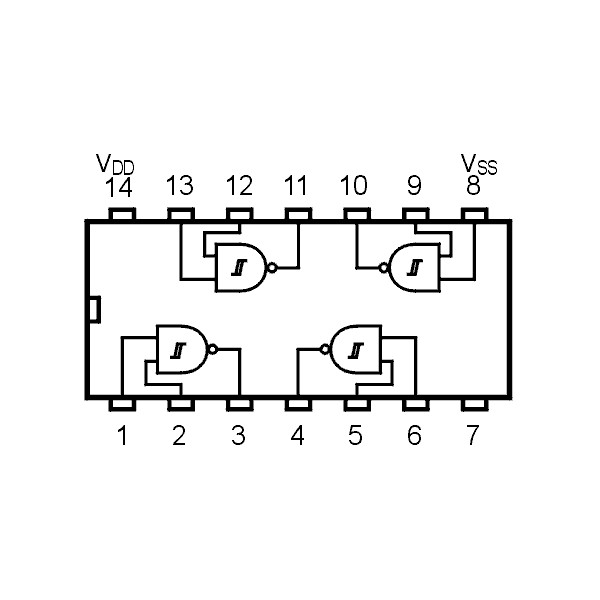 IC Quad 2-Input NAND Schmitt Trigger - IC4093