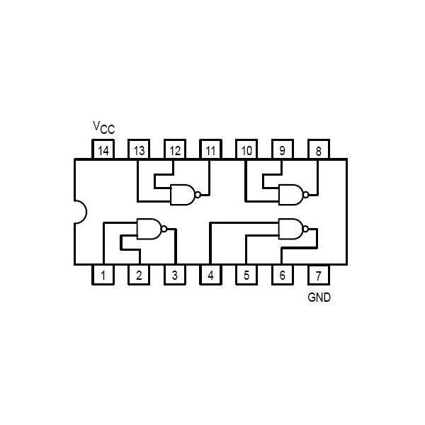 IC Quad 2-Input NAND Gate DIP14 - IC74HCT00