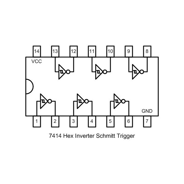 IC Hex Inv Schmitt Trigger DIP14 - IC74HCT14