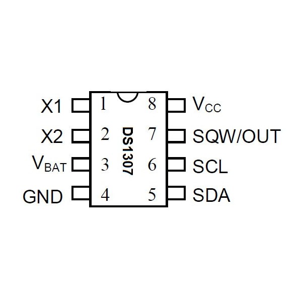 64 x 8 Serial Real-Time Clock  DIP8 - ICDS1307