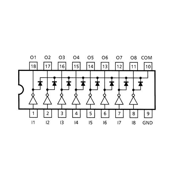 IC 8XDarl-Dr. 50V 0,5A TTL/CMOS DIP18 - ICULN2803