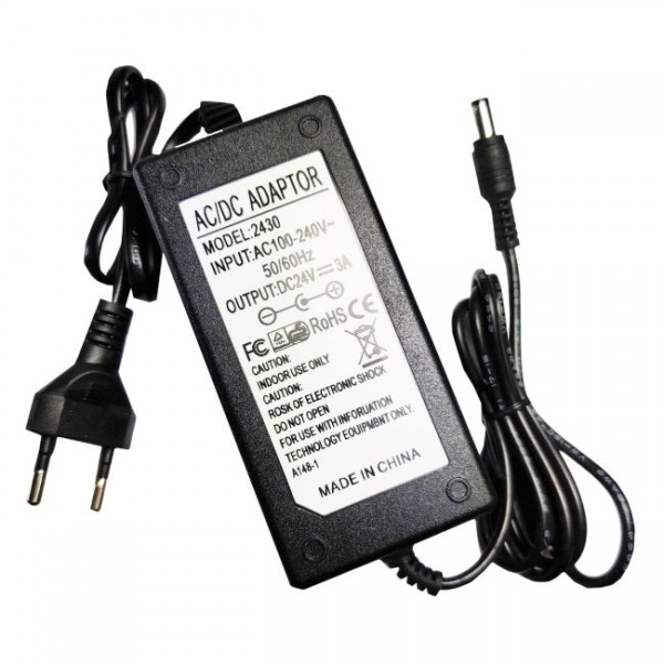 Ispravljač 24V/3A 72W 2.1x5.5 AC2430 - ISP24-3K