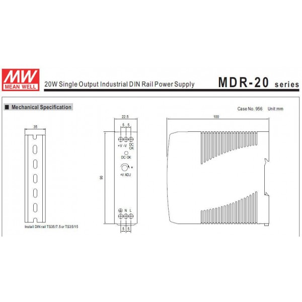 Mean Well MDR20-12 20W/12V/0-1,67A - ISPMDR20-12V