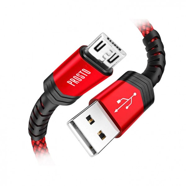 Kabel USB 2.0-Micro B, pleteni 1m 2,4A - KABUSB2.0A-MICPLE