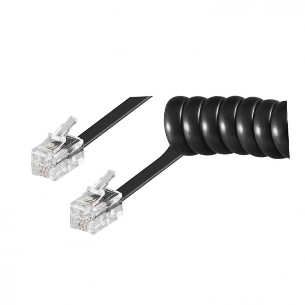 Telef.kabel spiralni 2m Crni  RJ10 4P4C - KABTEL5