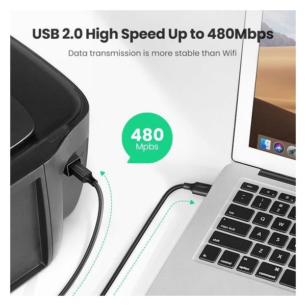 Kabel USB 2.0 AM na BM za printer pozl. 1m - KABUSB2.0-AB2