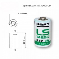 Lithium 1/2AA 3.6V 1200mAh LS14250 SAFT