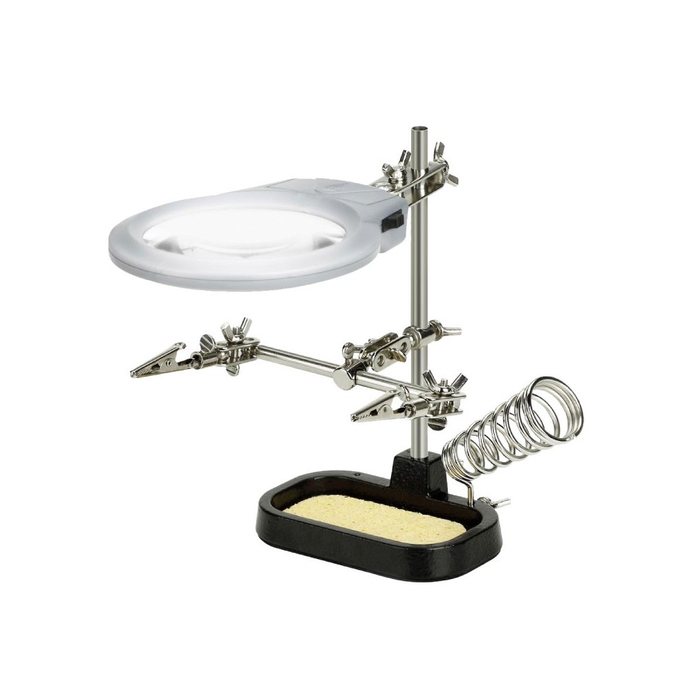 Drzač za lemilicu i pločicu + lupa   - ALDR2