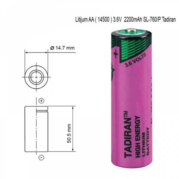 Baterija litijumska 3,6V ,SL-760 ,Tadiran AA - BATLISL760