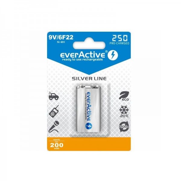 Baterija NiMH Everactive 9V punjiva 200mAh - BATMH9V-FB1