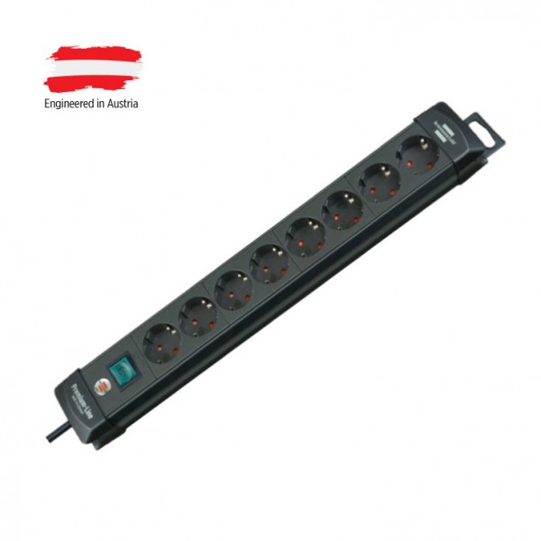 Prod.kabel 3m 8U+ prekidač 3x1.5 crni Premium - MKP-3/8P