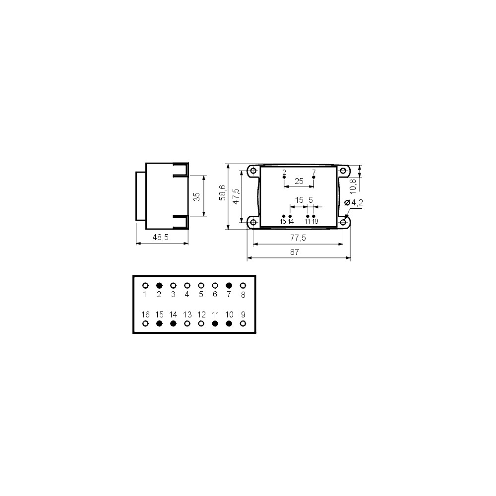 Trafo pr. 30VA  230V/12V 2,5A  HANN - MTP3012