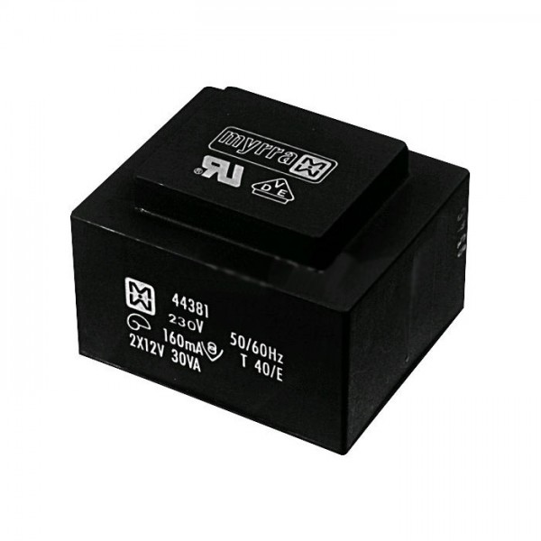 Trafo pr. 30VA  230V/2X12V MYRRA - MTP302X12