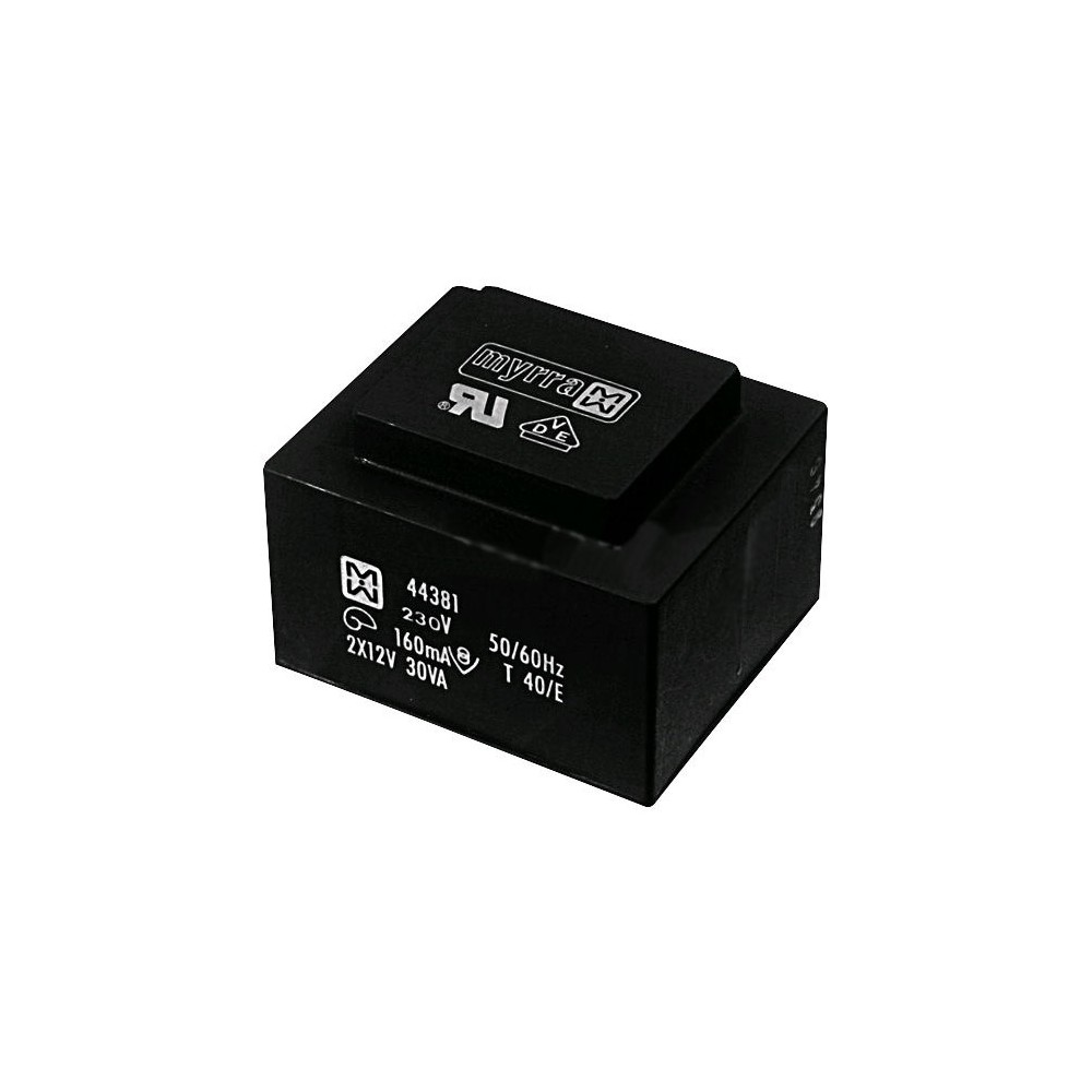 Trafo pr. 30VA  230V/2X12V MYRRA - MTP302X12