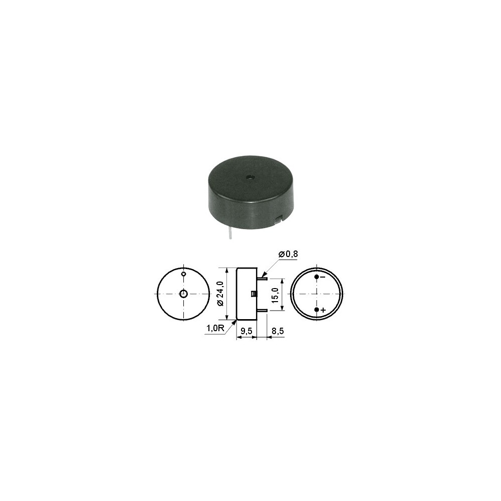 Piezo buzer  PC 1.5-30V 24mm 3KHz 80db  - BUZ4
