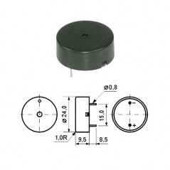 Piezo buzer  PC 1.5-30V 24mm 3KHz 80db 