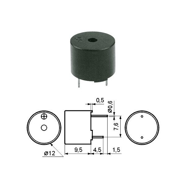 Buzer el. meh. PC 12VDC 50mA 85dB - BUZ5