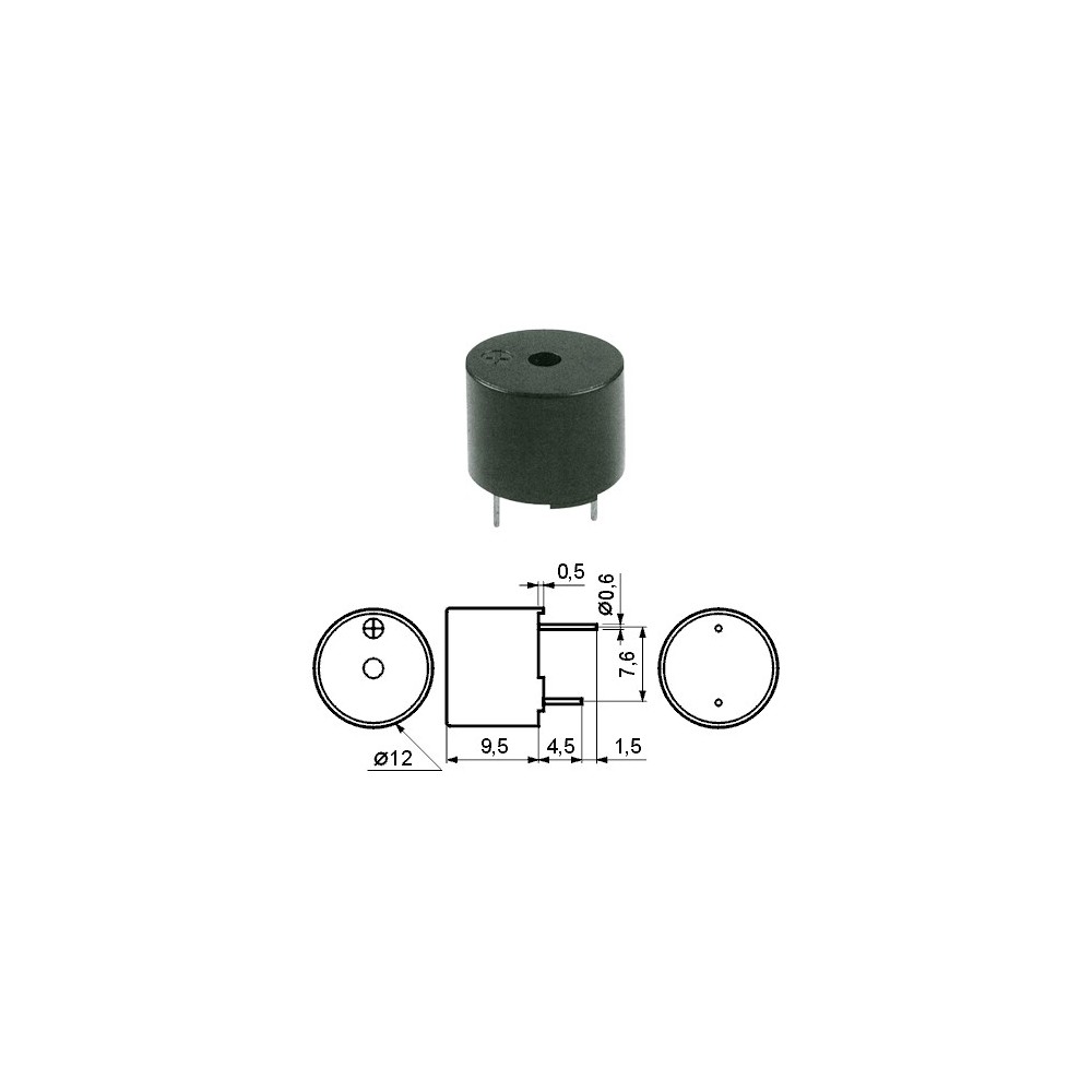 Buzer el. meh. PC 12VDC 50mA 85dB - BUZ5