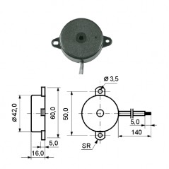 Piezo buzer 42mm 3-28V 2,9KHz 90dB PK35N29WQ
