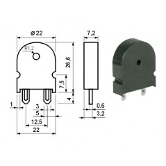Piezo element PC 2,0 kHz 80db 22mm