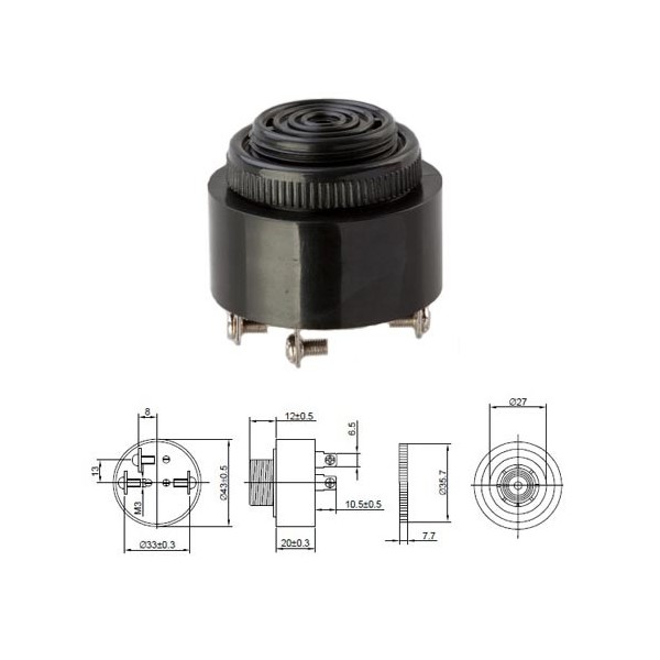 Buzer 6-28V  85db 3 izvoda - BUZ9