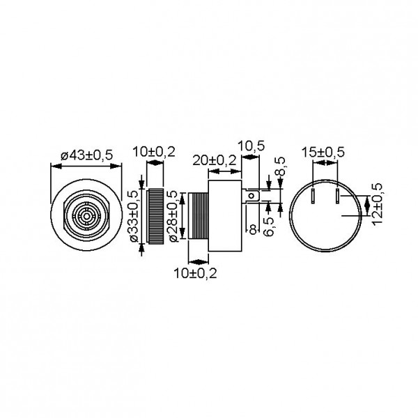 Buzer 3-28V 2,9KHz 90db 43mm PK35N29EPQ - BUZ9-2