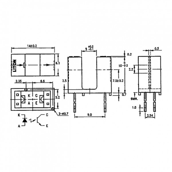 Slotted Optocoupler 5mm 30V 60mA - OOKLTH301-07
