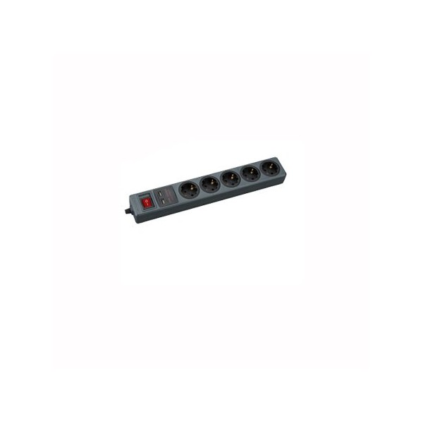 Produžni kabl 3m 5U +prek. +2xUSB 2.1 crni - MKP-3/5USB