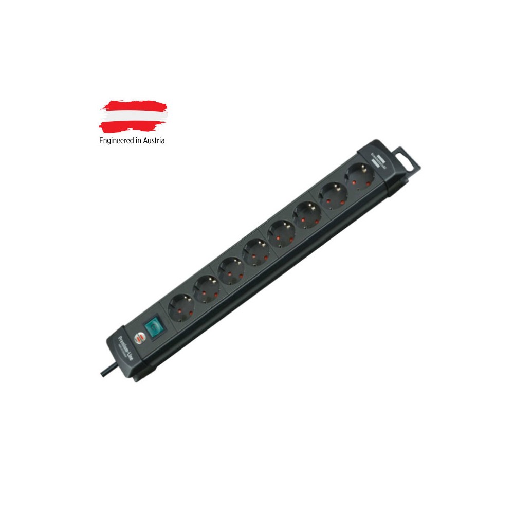Prod.kabel 3m 8U+ prekidač 3x1.5 crni Premium - MKP-3/8P